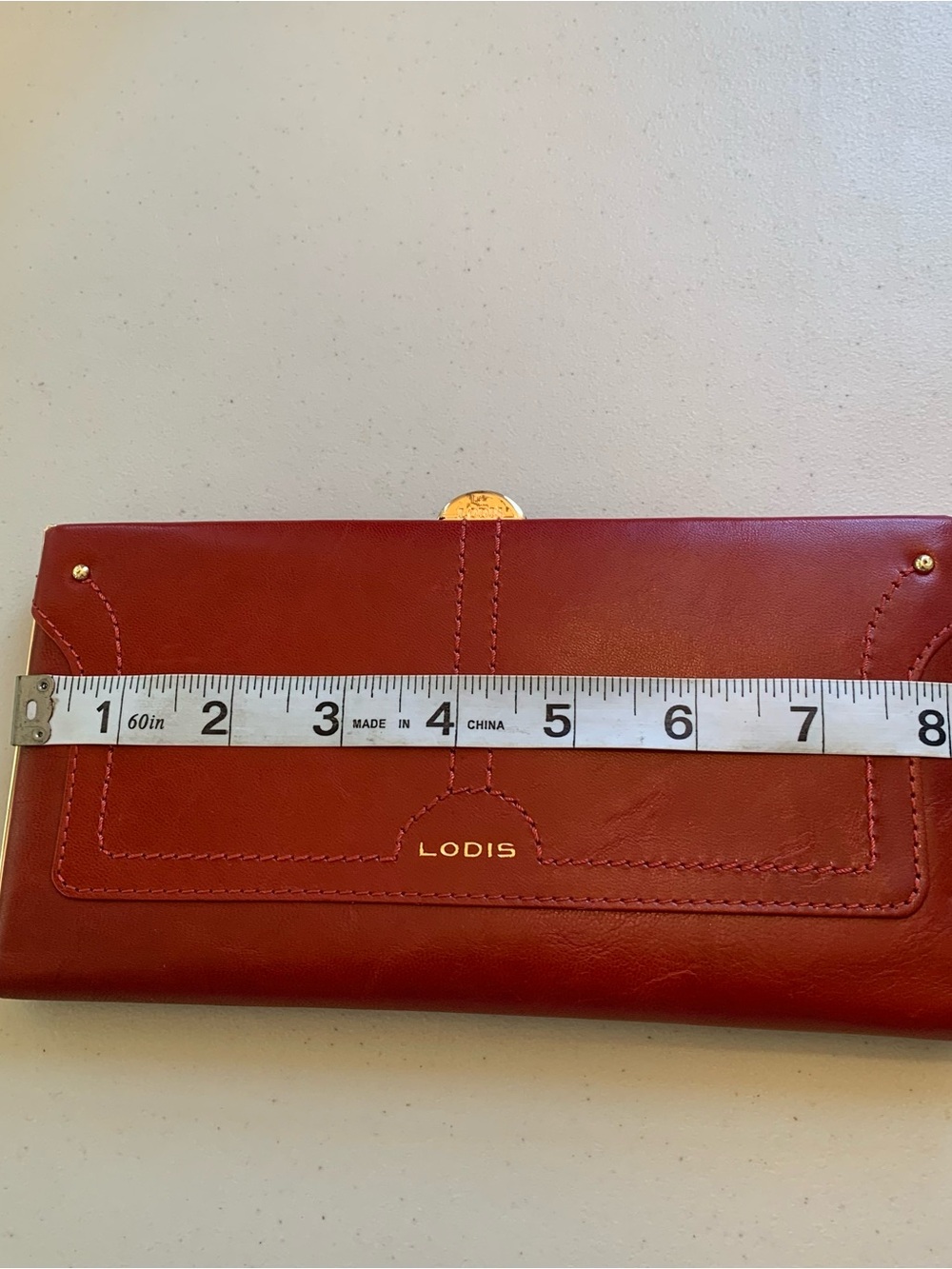 NWT LODIS Red Leather Evening Framed Clutch Luxury Wallet Credit Card Slots